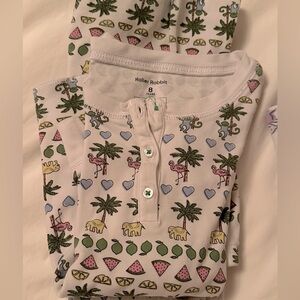 gently used Roller Rabbit palm tree pjs— note this brand runs small